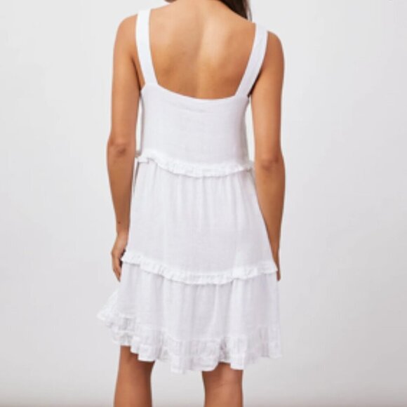 RAILS Sandy White Tiered Linen Mini Sundress XS - Picture 2 of 13